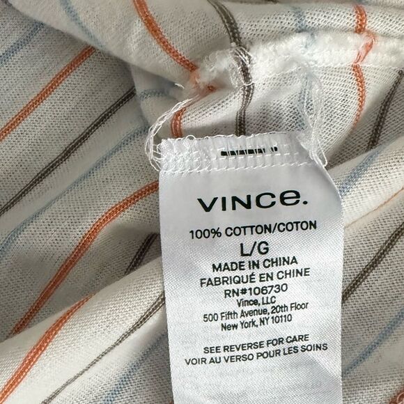 Vince Striped Tee Shirt Large 100% Cotton - Picture 5 of 5